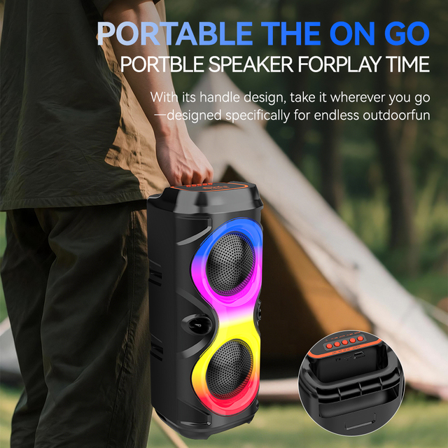 SING-E ZQS42103 High-power Outdoor Portable BT Speaker Supports FM and TWS Surround Stereo Functions for Outdoor Camping