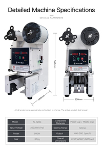 Sigillatrice Automatica per Bicchieri di Bevande Modello 120 Calibro 120G Sigillatrice per Bicchieri di Bubble Tea e Tè al Latte - Product Image 2