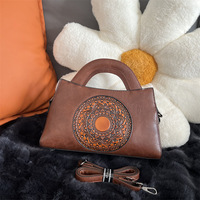 Sacs à main de fabricants directs, Sac à bandoulière et sac porté croisé en cuir PU et polyester, style rétro national Tournesol, sac pour maman, avec fermeture éclair, tendance