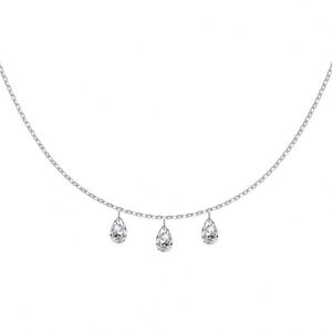 Nouveauté Dylam : Collier Pendentif Goutte d'Eau en Argent Sterling 925 avec Zircon Cubique 5A et Pompon pour Femme - Product Image 1