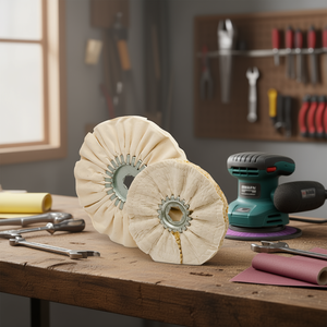 Disques de polissage ventilés Fervi 150 mm, tampons de polissage en coton pour la finition du métal et du bois - Product Image 3