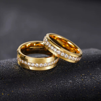 Anillos de Tungsteno Tempusort Classic Shiny de 6mm y 8mm, Chapados en Oro de 14K para Parejas, Joyería Personalizada, Anillos de Boda con Circonitas