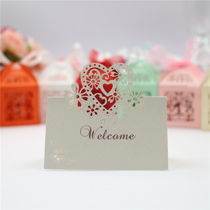 Tùy chỉnh tình yêu trái tim thiết kế đám cưới Bảng thẻ đầy màu sắc Laser Cut Place name <span class=keywords><strong>card</strong></span> được làm từ giấy bền - Product Image 6