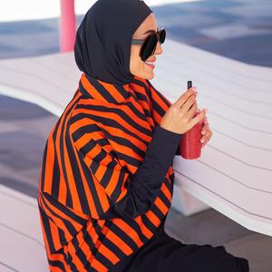 Foulard islamique intégral Version ample avec cordon <span class=keywords><strong>de</strong></span> serrage imprimé rayé <span class=keywords><strong>Maillot</strong></span> <span class=keywords><strong>de</strong></span> <span class=keywords><strong>bain</strong></span> <span class=keywords><strong>musulman</strong></span> simple <span class=keywords><strong>Maillot</strong></span> <span class=keywords><strong>de</strong></span> <span class=keywords><strong>bain</strong></span> pour femme - Product Image 3