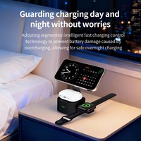 Chargeur sans fil magnétique 3-en-1 rapide 25W avec port Type-C pliable premium AFY pour smartphone, montre et écouteurs