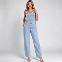 Salopette en jean lavable en machine avec détail poche, style Dungarees, pour un look quotidien décontracté
