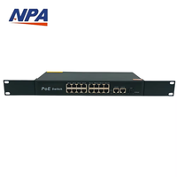 AI PoE Switch 16 Port 10/100Mbps mit 2 Gigabit Uplink 1 SFP RJ45 AI Watchdog IEEE 802.3af/at 10.8Gbps IP-Kamera CCTV QoS