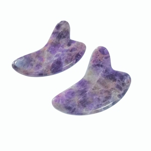 Healing Amethyst Heart Dolphin Gua Sha Scraper Third Eye Chakra Facial <b>Massage</b> Stone for Stress Relief - Product Image 4
