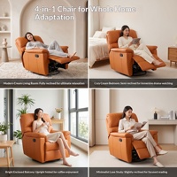 Fauteuil inclinable individuel en cuir véritable, style minimaliste moderne et luxe discret, exclusivité transfrontalière, pour salons