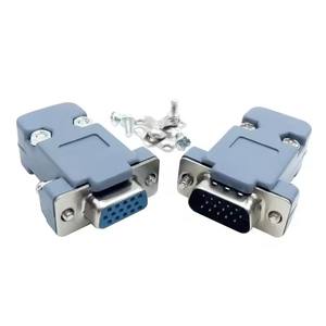 Adaptateur de port VGA parallèle DB15 15 broches 3 rangées mâle femelle <span class=keywords><strong>prise</strong></span> connecteur soudé + coque en plastique - Product Image 1