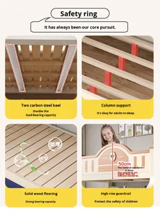 Lits superposés multifonctionnels en bois massif au design minimaliste pour enfants et adultes, petits appartements, lits superposés à deux étages - Product Image 3