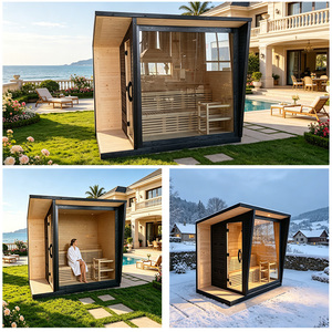 Cabane de sauna de jardin de luxe en bois de cèdre rouge massif, préfabriquée, moderne, écologique, avec grande fenêtre en verre - Product Image 4