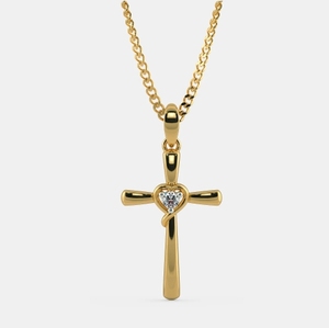 Colgante de Cruz <span class=keywords><strong>Aric</strong></span>, collar con colgante de circonita en forma de corazón, cadena de eslabones impermeable de acero inoxidable, collar cruzado para mujer - Product Image 1