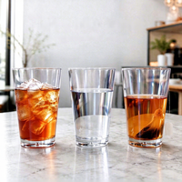 Verre à boire réutilisable en plastique transparent pour bière, cocktail, pintes, thé glacé, pour hôtel |   Sans BPA, incassable, léger
