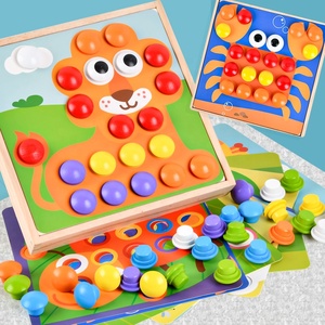 Montessori — connecteurs, puzzle 3D, <span class=keywords><strong>patchwork</strong></span> de champignons ongles, <span class=keywords><strong>jeu</strong></span> de société, blocs de construction en bois pour enfants, fournitures, pièces - Product Image 2