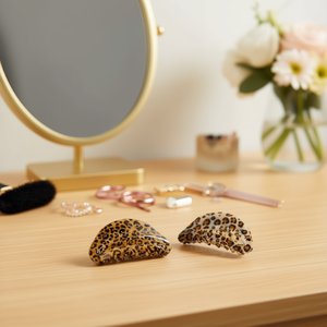 Pince à cheveux demi-cercle imprimé léopard 10,5 cm pour femme, accessoire de mode - Product Image 2