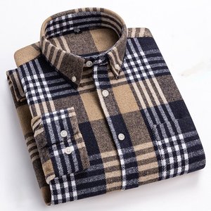 เสื้อเชิ้ตแขนยาวลายสก็อตผ้าฝ้าย 100% สำหรับผู้ชาย ปกคอปกเสื้อแบบพับได้ สไตล์ลำลอง สำหรับฤดูใบไม้ร่วง - Product Image 3