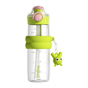 GDHX OEM/ODM 600ml PP BPA botella de agua portátil libre de gran capacidad impermeable patrón de dibujos animados tapa de paja tapa abierta de una tecla - Product Image 1