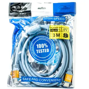 New Style 2.0V HDMI Blue Cable With Ferrite*2 Conductor Is 19+1 Copper Clad Steel With Ploy Bag