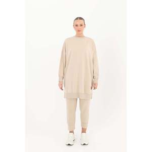 Ensemble de tunique en tricot pour femmes Manches longues Beige foncé Casual Toutes saisons LXL-SM - Product Image 3