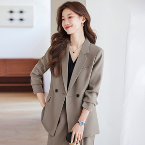 Women's Professional Two Piece Suit Set Solid Color Polyester Anti-Wrinkle Casual Wear For Spring Autumn - Product Image 2