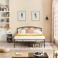 Cadre de lit double ou simple moderne en acier enduit de poudre noire pour la maison, l'école et la chambre à coucher dans les dortoirs.