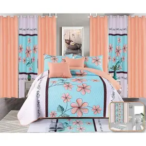 factory direct wholesale online floral printed 22 pc in 1 bedroom bed bedsheet blanket cover curtain bedding set