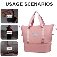 Sac de week-end en nylon imperméable pour dames sac de voyage à main sac de sport pliable et extensible