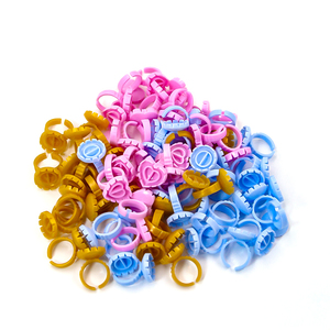 Anillos de Pegamento para Pestañas Coloridos, en Forma de Corazón, Flor y Mariposa, Mini Soporte Adhesivo de Plástico - Product Image 1