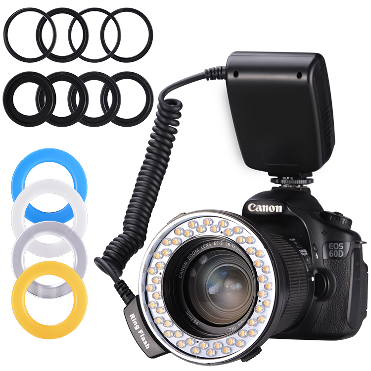 Luce Flash per fotografia dentale Marco LED luci Flash per fotocamera luce Flash ad anello a LED di alta qualità con Display LCD per Canon