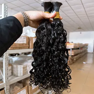 100% capelli intrecciati intrecciati ondulati umani bagnati e ondulati naturali alla rinfusa di capelli indiani grezzi