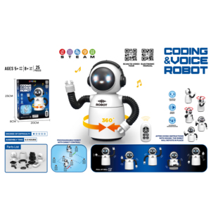 Juguete Educativo STEM de Codificación y Control por Voz para Niños, <span class=keywords><strong>Robot</strong></span> con Brazos Flexibles, Efectos de Sonido, 360 °   Rotación - Product Image 1