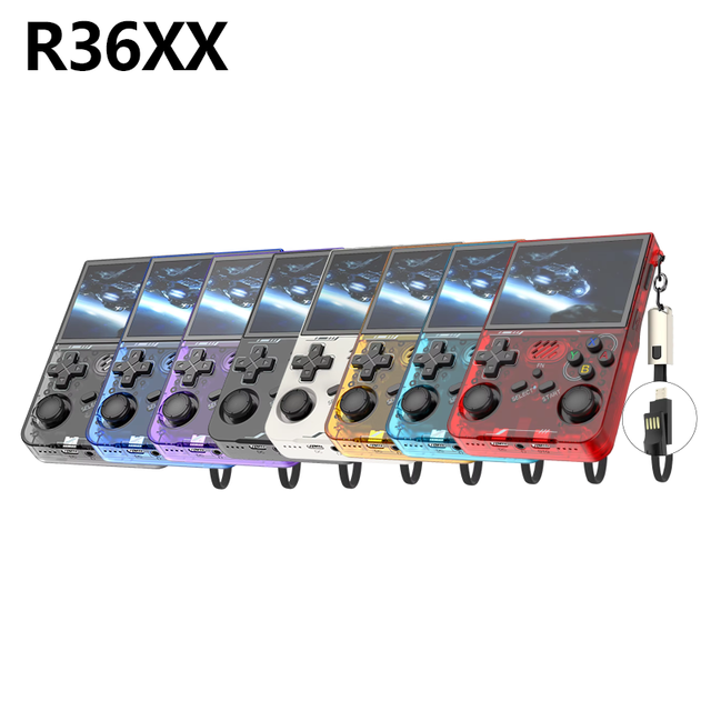 Newest R36XX Retro Handheld Game Console 3.5-inch HD Screen Double Joystick 3000mAh Video Game Console Support Two Players