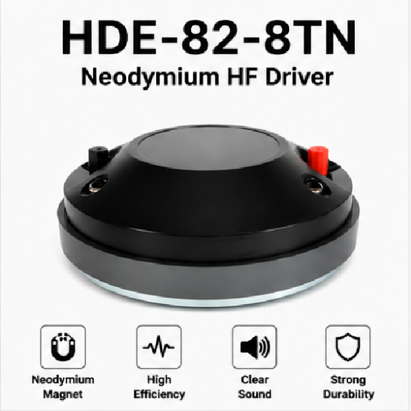HDE-82-8TN Ferrite Compression Driver 1.5" VC Titanium Diaphragm Metal Shell 100W AES 8 Ohm for PA Loudspeaker System