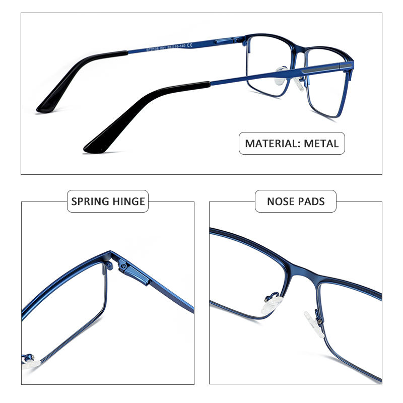 Nouvelles montures de lunettes carrées en métal de Style professionnel avec  lentilles transparentes pour la myopie optique monture de lunettes de