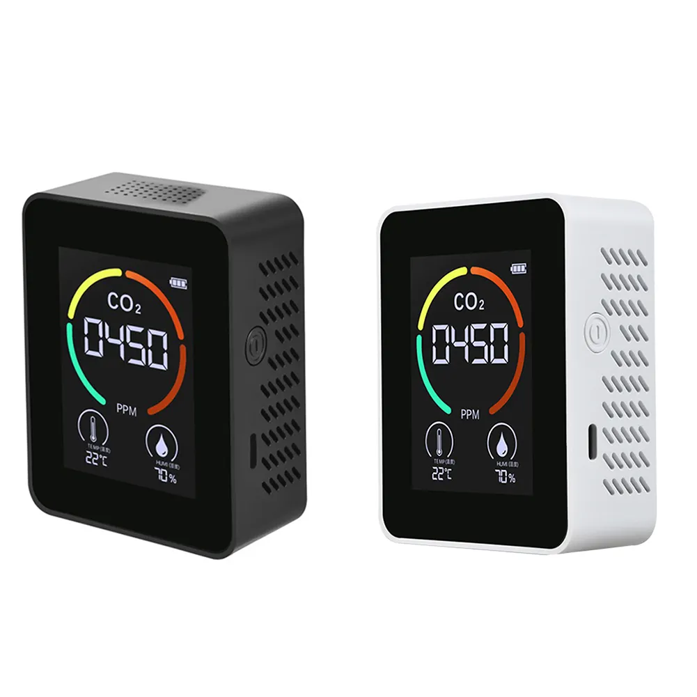 Medidor de temperatura e umidade digital 3 em 1, sensor infravermelho monitor de qualidade do ar detector de co2 interno