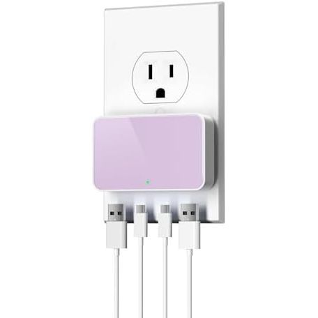 USB Wall Charger 4 Ports PD 20W 5V/3A Fast Charging Fireproof Gan Retractable Cables Foldable Eco-Friendly Universal for Home