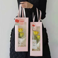 Sac cadeau de luxe pour une seule rose avec fenêtre transparente, boîtes en papier pour bouquets de fleurs