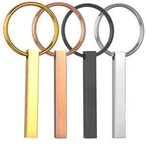 Porte-clés en acier inoxydable personnalisé avec logo, minimaliste, en métal vierge pour gravure, cadeau d'entreprise personnalisé, vente en gros - Product Image 1