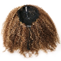 Perruque mi-tête en cheveux humains vierges bruts, avec couleur de racine personnalisée, styles Afro Kinky Curly, Coily Wave, Wavy, U-Part et V-Part, fabriquée à la machine