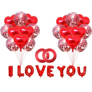 Set di palloncini con cuore di anniversario romantico con decorazioni per il giorno di san valentino per <span class=keywords><strong>lui</strong></span> festa amore palloncino rosso ti amo palloncini - Product Image 1