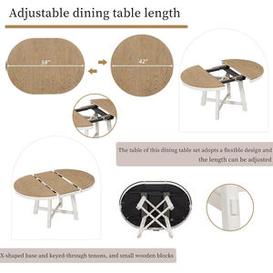 Mesa de comedor extensible redonda, muebles de cocina modernos de extensión contemporánea - Product Image 3