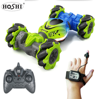 HOSHI 1611 2.4G 4WD RC Stunt Car 1/24 Gesture Twist Watch Control Coreless Motor 360 Rotation Remote Control Car 2xBattery