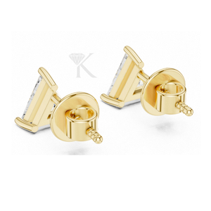 Trillion Cut Lab Grown Diamond Stud <b>Earrings</b> Featuring 3 Prong Setting In Solid Gold With Secure Screw <b>Backs</b> Minimalist <b>Earring</b> - Product Image 2