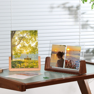 Solid Wood Base U-shaped Photo <b>Frame</b> Stand 6-inch 7-inch 8-inch Acrylic Photo <b>Frame</b> Creative Photo Walnut <b>Frame</b> - Product Image 5