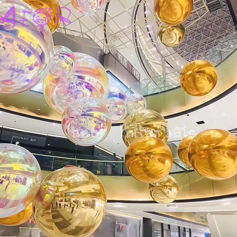 Décoration géante d'événement Ballon gonflable de boîte de nuit en PVC Disco party wedding gold silver Floating Sphere Inflatable Mirror Ball