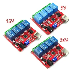 4 canales 5V /12V/24V computadora USB interruptor de control unidad Módulo de relé libre PC controlador inteligente