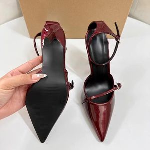 Talons de luxe, nouveaux talons pointus brillants à la mode, slingback rouges pour femmes - Product Image 5