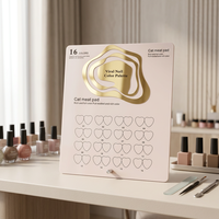 Présentoir à ongles en acrylique 16 couleurs, forme cœur, patte de chat, nuancier, support d'échantillons de salon effet miroir doré, OEM