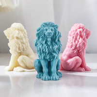 Moule à bougie en silicone en forme de lion 3D, moule animal, moule à cire fait à la main, fournitures d'artisanat